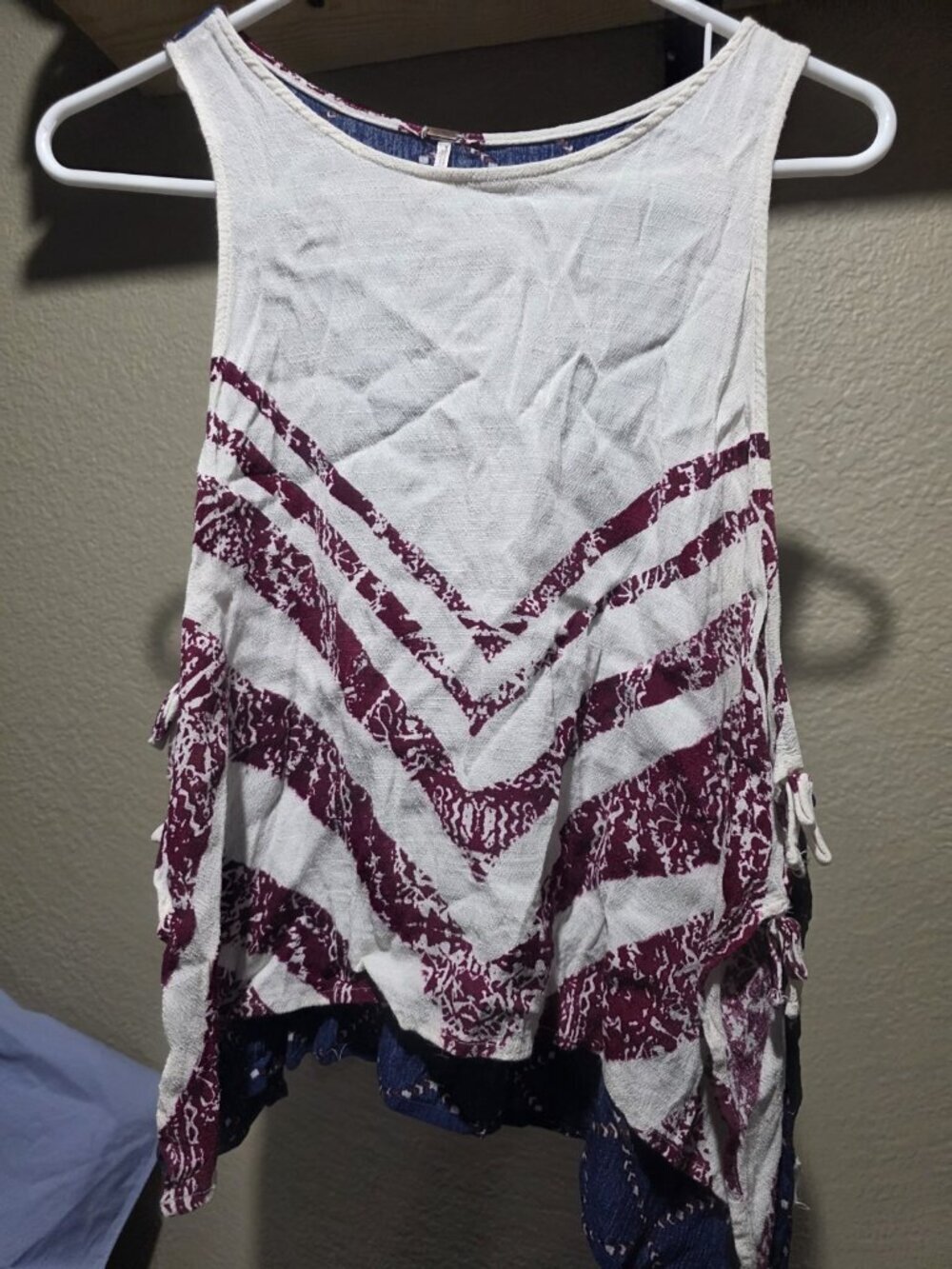 Free People Revolve Touch Of Love Tie Up Knot Sides Tank Top Blouse Womens M